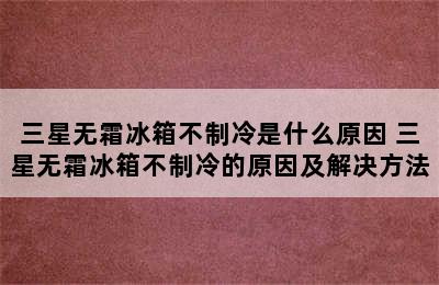 三星无霜冰箱不制冷是什么原因 三星无霜冰箱不制冷的原因及解决方法